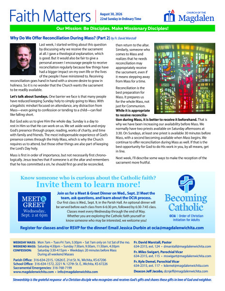 August 30, 2026 22nd Sunday in Ordinary Time