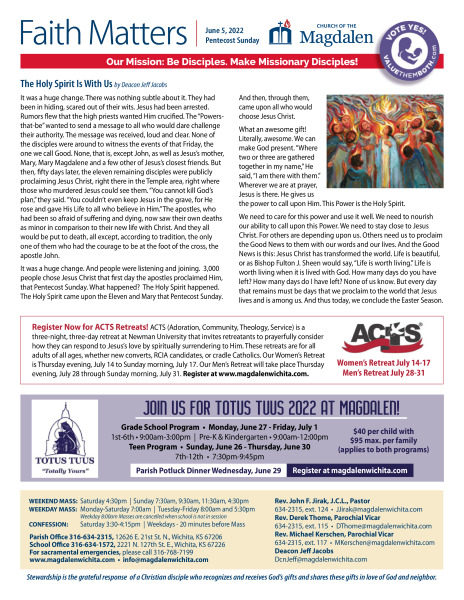 June 5, 2022 Pentecost Sunday
