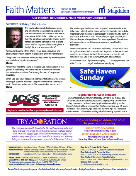 February 26, 2023 Safe Haven Sunday/ First Sunday of Lent