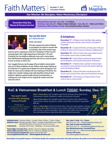 December 11, 2022 | Third Sunday in Advent