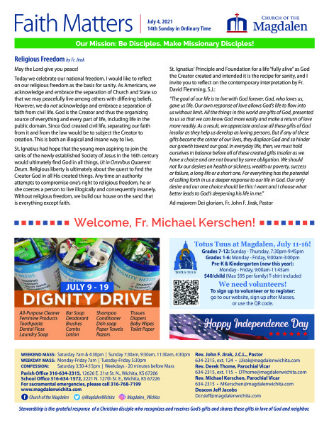 July 4, 2021 - Fourteenth Sunday in Ordinary Time