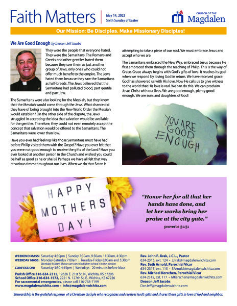 May 14, 2023 6th Sunday of Easter