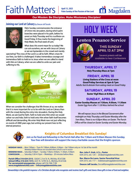 April 13, 2025 Palm Sunday of the Passion of the Lord