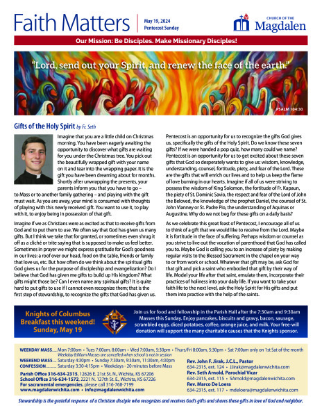 May 19, 2024 Pentecost Sunday