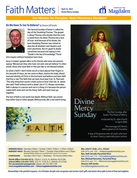 April 16, 2023 Divine Mercy Sunday