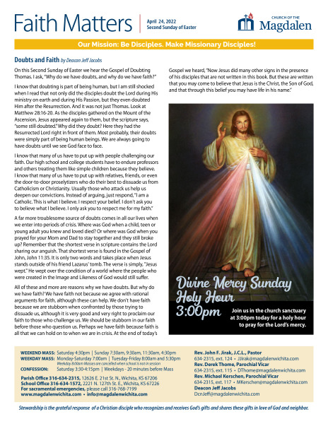 April 24, 2022 - Second Sunday of Easter