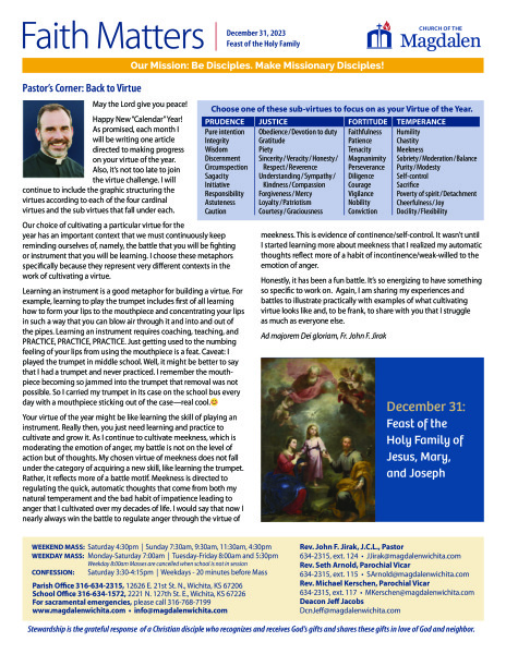 December 31, 2023 Feast of the Holy Family
