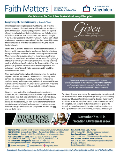 November 7, 2021 - 32nd Sunday in Ordinary Time