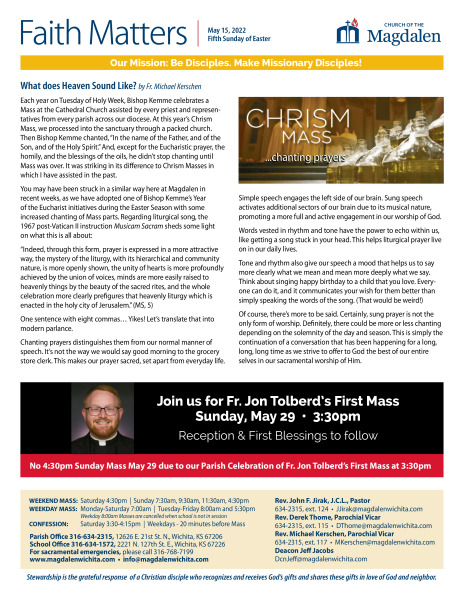 May 15, 2022 5th Sunday of Easter