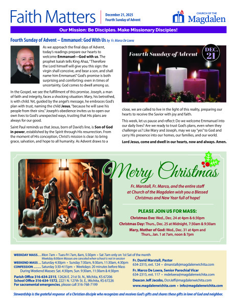 December 21, 2025 Fourth Sunday of Advent