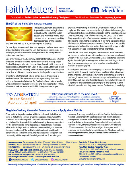 May 23, 2021 Pentecost Sunday