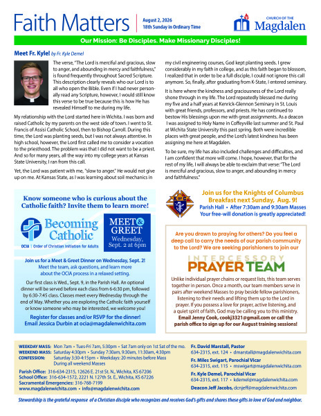 August 2, 2026 18th Sunday in Ordinary Time