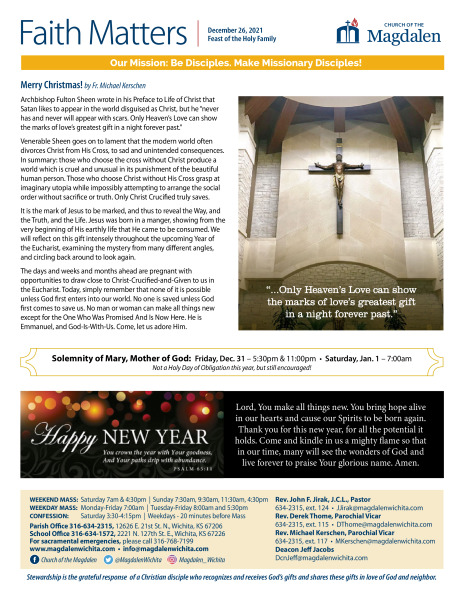 December 26, 2021 - Feast of the Holy Family