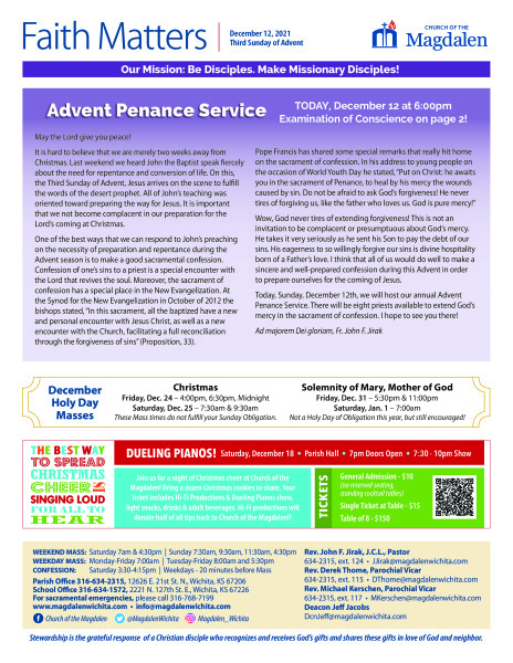 December 12, 2021 - Third Sunday of Advent