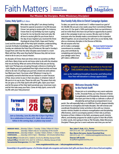 June 8, 2025 Pentecost Sunday