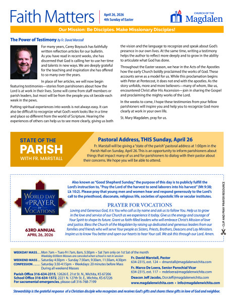 4th Sunday of Easter April 26, 2026