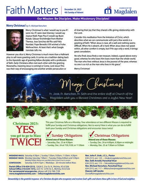 December 24, 2023 4th Sunday in Advent