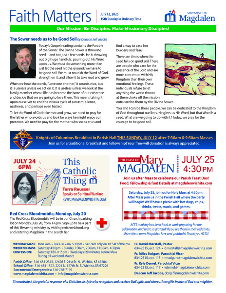 July 12, 2026 15th Sunday in Ordinary Time
