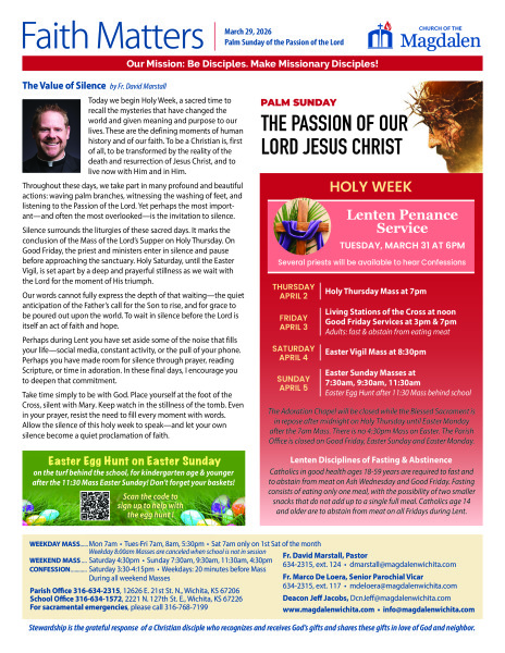 March 29, 2026 Palm Sunday of the Passion of the Lord