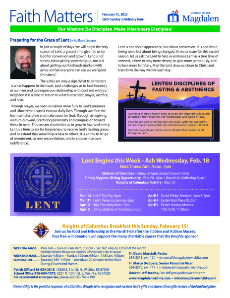 February 15, 2026 Sixth Sunday in Ordinary Time