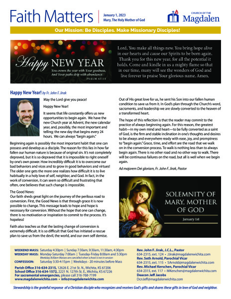January 1, 2023 | Solemnity of Mary, Holy Mother of God
